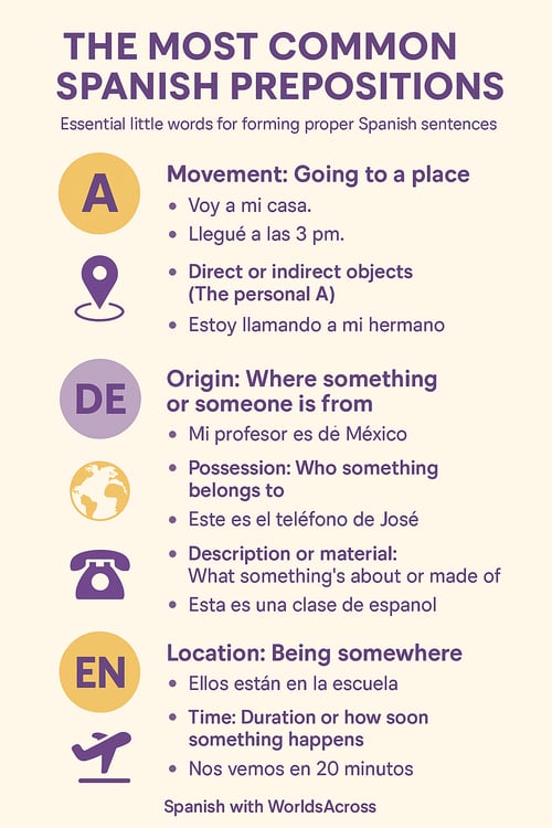 most used Spanish prepositions