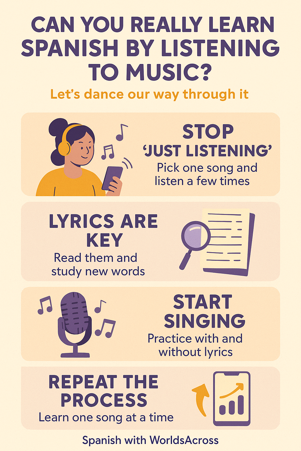 how to study Spanish with music
